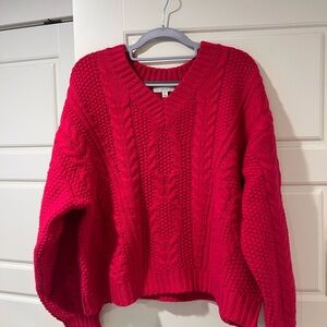 JOIE Cozy hot pink Cable Knit Sweater